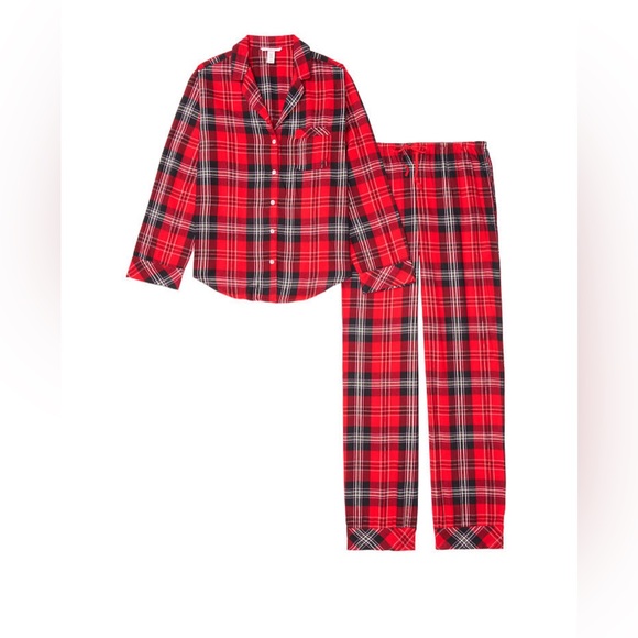 NWT Victoria’s Secret Cotton Printed Flannel Long PJ Set in Size Medium - Picture 9 of 14